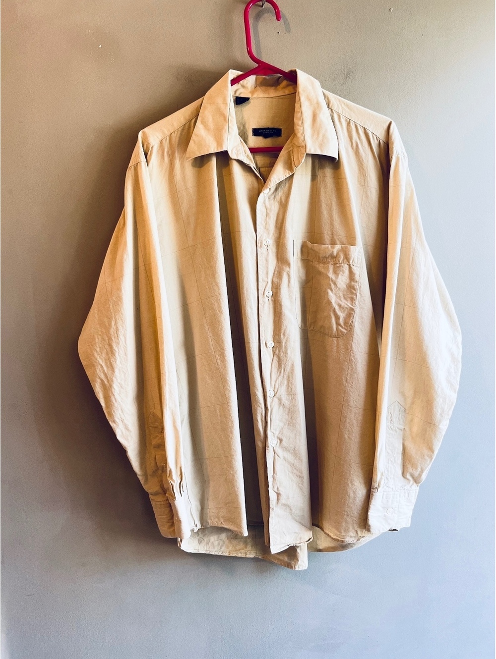 Vintage Burberry London Beige L Rayon Cotton Made In USA